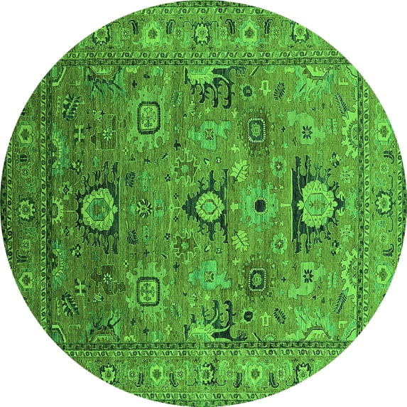 Ahgly Company Indoor Round Oriental Green Industrial Area Rugs, 8' Round