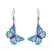 Besheek Rainbow Stainless Steel Mariposa Butterfly Boho Chic Dangle Earring