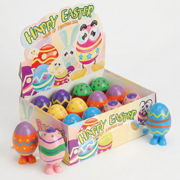Wind Up Easter Eggs Colorful Decorated Hopping 12 Pack