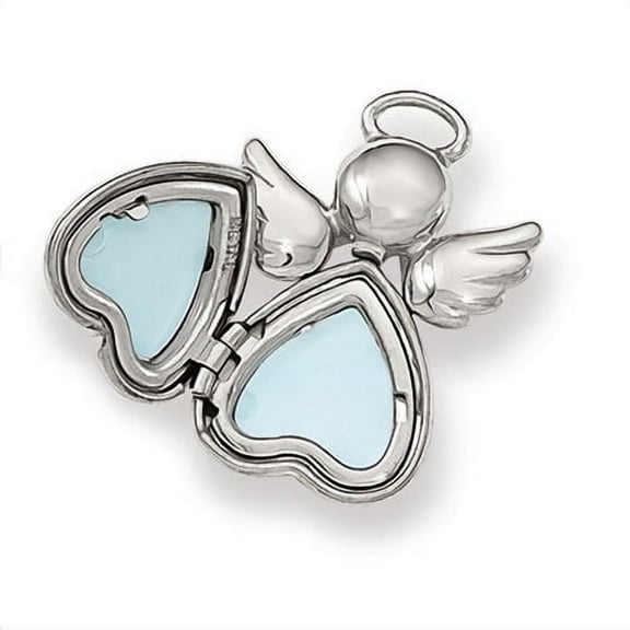 Picturesongold.Com Sterling Silver Angel With Diamond Photo Female Adult Locket