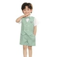 thumbnail image 2 of YHAJDS Boys Formal 4 Piece Short Sleeve Button Down Shirt with Bowtie and Suspenders, 2 of 5