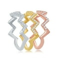 thumbnail image 2 of iJewelry2 Tri-color Sterling Silver Clear CZ Wavy Triple Band Ring Size 8, 2 of 2