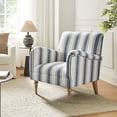 thumbnail image 3 of Stripe Armchair Upholstered Wooden Legs Accent Chair for Living Room Bedroom Adults Navy Stripe, 3 of 9