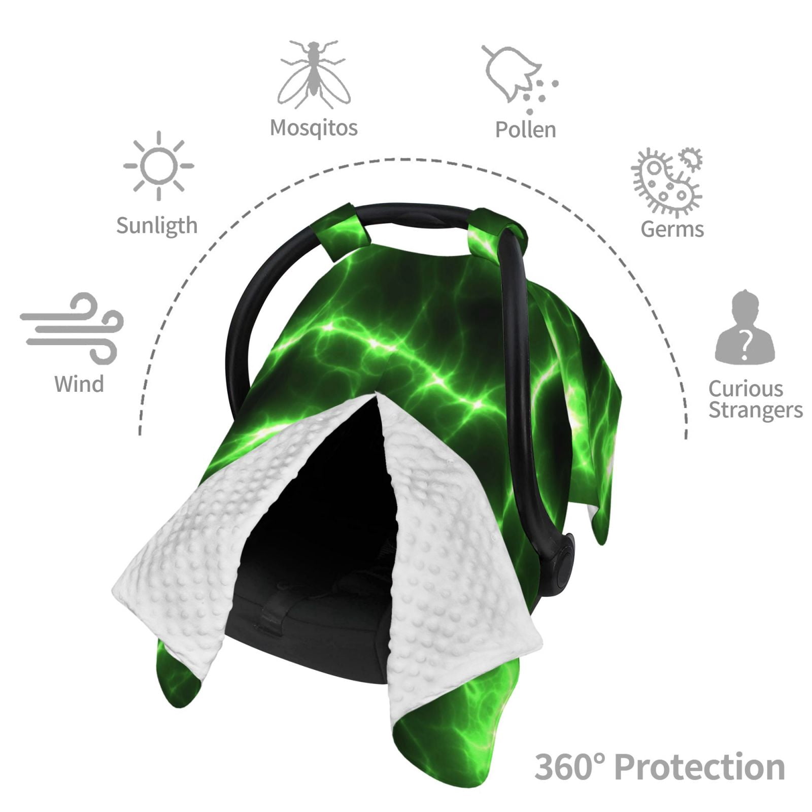 Car Seat Cover Baby - Green Lightning Breathable Infant Car Seat Cover for Baby Carseat, Lightweight Comfort Baby Essentials Must Haves Newborn Stuff for Girl Boy