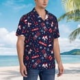 thumbnail image 3 of Vsdgher Winter Skiing Snowflakes Print Men's Hawaiian Shirts Button Down Tropical Holiday Beach Shirts Vacation Clothes,XX-Large, 3 of 7