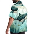 thumbnail image 3 of Whale Men's Casual Printed Hawaiian Poplin Button Down Short Sleeve Beach Shirt Unisex, 3 of 6