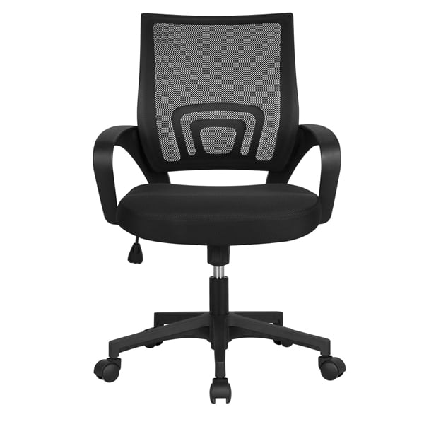 Mid-Back Mesh Office Chair with Adjustable Arms Home Black Swivel Reclining Seat 