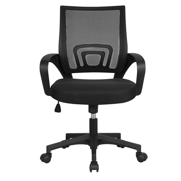 Yaheetech Executive Desk Chair Adjustable and Swivel Home Office Chair Mid-Back with Lumbar Support Ergonomic Task Chair with Extra-Large Mesh Seat Black 