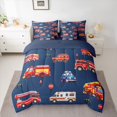thumbnail image 2 of Homewish Fire Truck 7-Piece Twin Bedding Sets,Ambulance Vehicle Bedding Comforter Set,Red Deepblue Sheet Sets For Kids,Microfiber Bedroom Decor Reversible, 2 of 8