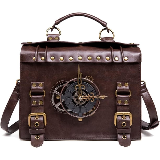 Bolso de cuero Retro maletín Steampunk bandolera bolso de hombro para mujer Lolita gótico disfraz accesorio