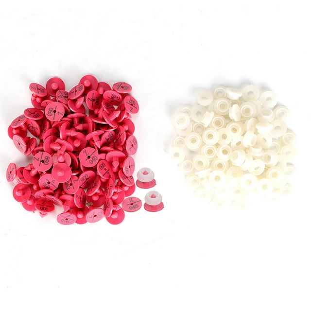 100Pcs Quality Plastic Animal Livestock Ear Tag for Rabbit Fox Dog Marker Label(Rose Red)