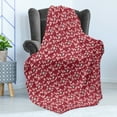 thumbnail image 4 of Floral Soft Flannel Fleece Throw Blanket, Demonstration of Japanese Flowers Design with Minimalistic Flowers and Birds, Cozy Plush for Indoor and Outdoor Use, 60" x 80", Ruby and Blush, by Ambesonne, 4 of 5
