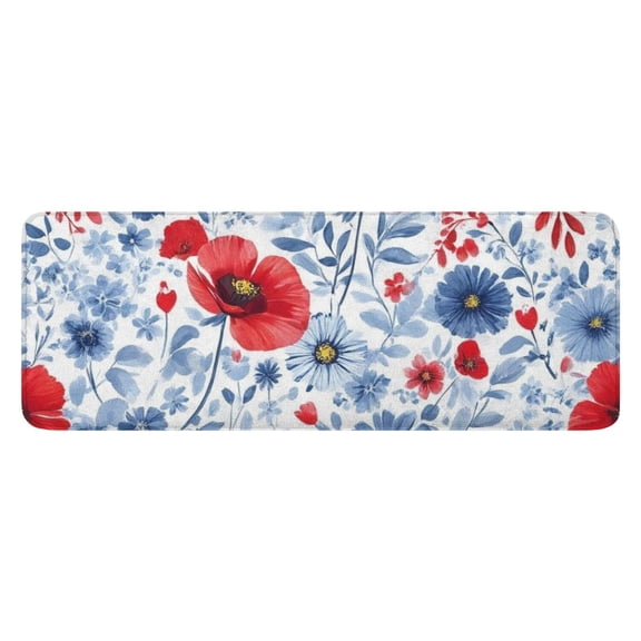 Pioneer Flower Floral Print Pattern Kitchen Rug Mat,Kitchen Runner Rugs Non Skid Washable,Decorative Kitchen Floor Mats for Kitchen,Sink,Laundry,17"x47.2"