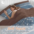 thumbnail image 4 of 3 Piece Blue Brown Flowers Duvet Cover Set Queen Size, Microfiber Comforter/Quilt Cover with Corner Ties and 2 Pillowcases, Classic Botanical Art Elegant All Season Soft Bedding with Zipper Closure, 4 of 8