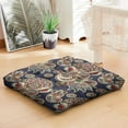 thumbnail image 4 of Exotic Paisley Artwork Floor Cushion&nbsp;– 22x22 Inch Square Pillow, Dutch Velvet, Boho Vintage Design for Meditation & Yoga (Vibrant Colors), 4 of 7