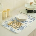 thumbnail image 3 of Blue Floral Dish Drying Mats 18x24 Inch Blue and White Chinoiserie Flower Drying Mats Seasonal Vintage Decorative Coffee Bar Mat Absorbent Fast Drying for Kitchen Dining Room Decor, 3 of 7