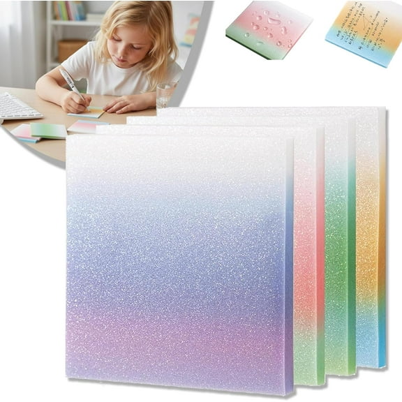 Glitter Sticky Notes, Glitter Notepad Sticky Notes, Transparent Glitter Notepads Stationery (#A)