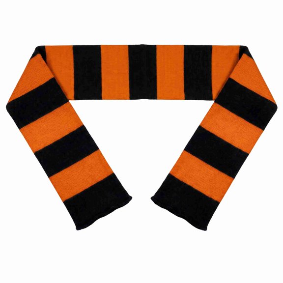 COUVER Unisex Knit Winter Rugby Striped Scarf Orange and Black 1 Pack