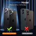 thumbnail image 3 of NevEND For iPhone 16 Pro Max / iPhone 16 Pro Camera Lens Protector, 4-Pack Shatterproof Tempered Glass Anti Scratch Full-Coverage, 3 of 6