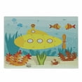 thumbnail image 1 of Yellow Submarine Cutting Board, Sea Life Theme Vehicle Fish and a Crab Illustration Print, Decorative Tempered Glass Cutting and Serving Board, Small Size, Yellow Pale Blue, by Ambesonne, 1 of 1