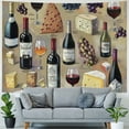 thumbnail image 4 of Orinice Wine Cheese Bottle Tapestry Wall Hanging Unique Style Graphic Tapestries Home Wall Decor Art for Living Room Bedroom Apartment Dorm Farmhouse, Suitable for Hanging 60x50inch, 4 of 6
