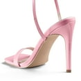 thumbnail image 4 of Zhabtuc Women Lace up Heels Sandals Sexy Strappy Stiletto Square Toe Open Toe Heels Sandals Party Prom Shoes Pink Size 11, 4 of 6