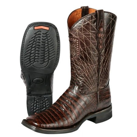 

Men s Caiman Belly Print Cow Leather Western Cowboy Rodeo Boots El General *COFFE-44672*