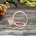 thumbnail image 5 of 2Pcs Wedding Ring Set 7mm Cushion Cut 2.30 Carat Aquamarine Engagement ring On 10k Rose gold Curved Wedding Band Personalized for Brides, 5 of 5