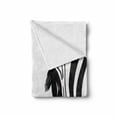 thumbnail image 2 of Wildlife Soft Flannel Fleece Throw Blanket, Sketch Detail of Zebra Eye Curved Lines Stripes Camouflage Pattern, Cozy Plush for Indoor and Outdoor Use, 60" x 80", Black and White, by Ambesonne, 2 of 6