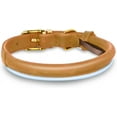 thumbnail image 2 of OOPSDOGGY Rolled Leather Dog Collar Reflective Soft Padded Pet Collar for Small Medium Large Breed Dogs Adjustable, Camel, 2 of 6