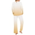 thumbnail image 4 of Women's Long Sleeve Pajamas Set with Pockets Soft Pants with Long Sleeve Tops Ladies Sleepwear Gradient Printed Casual Tops Pants Pajama Set Pajama Pants Women Soft Orange M, 4 of 6