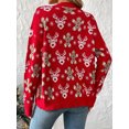 thumbnail image 3 of Suéter navideño para mujer, tipo cárdigan, de manga larga, con cuello en V, abotonado, con estampado de alce y hombre de jengibre, prenda de punto, 3 of 5