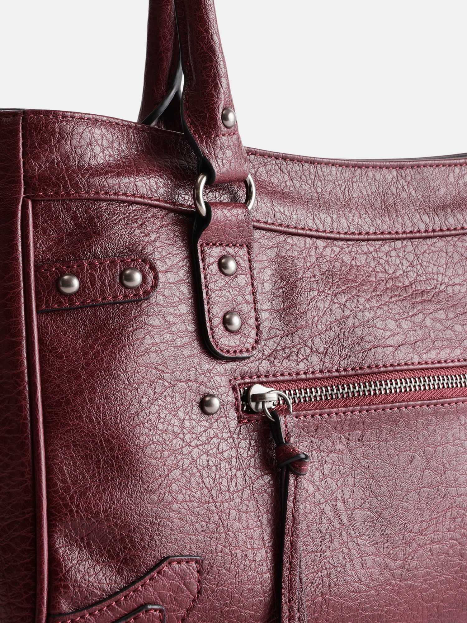No Boundaries Women's Faux Leather Shoulder Bag, Rich Red