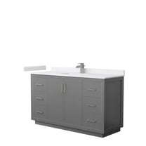 60 in. Icon Single Bathroom Vanity, Dark Gray, White Cultured Marble Countertop, Undermount Square Sink & Brushed Nickel Trim