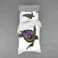 thumbnail image 2 of Ambesonne Psychedelic Bedding Set 4 Pcs, Sea Turtle Animal, Queen, Purple Orange Pink, 2 of 3
