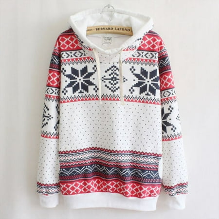Womens Hoodie Christmas Snowflake Jumper Sweater Tops Tracksuit Pullover Tribal Sweatshirt Hoody