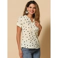 thumbnail image 2 of DARING DIVA V Neck Dots Printed Work Office Blouse Top M Black-Apricot, 2 of 5