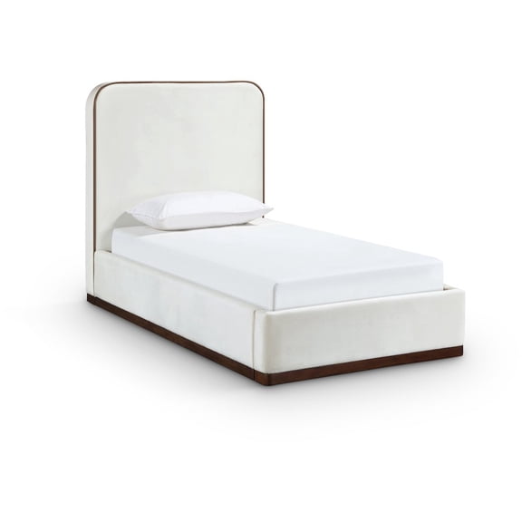 Meridian Furniture Rava Cream Velvet Upholstered Twin Bed