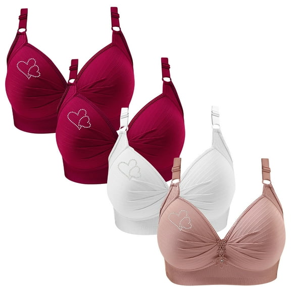 Ltctricy 4 Pc Push up Bras for Women Plus Size Comfortable Full Coverage Bralettes No Underwire Everyday Bra