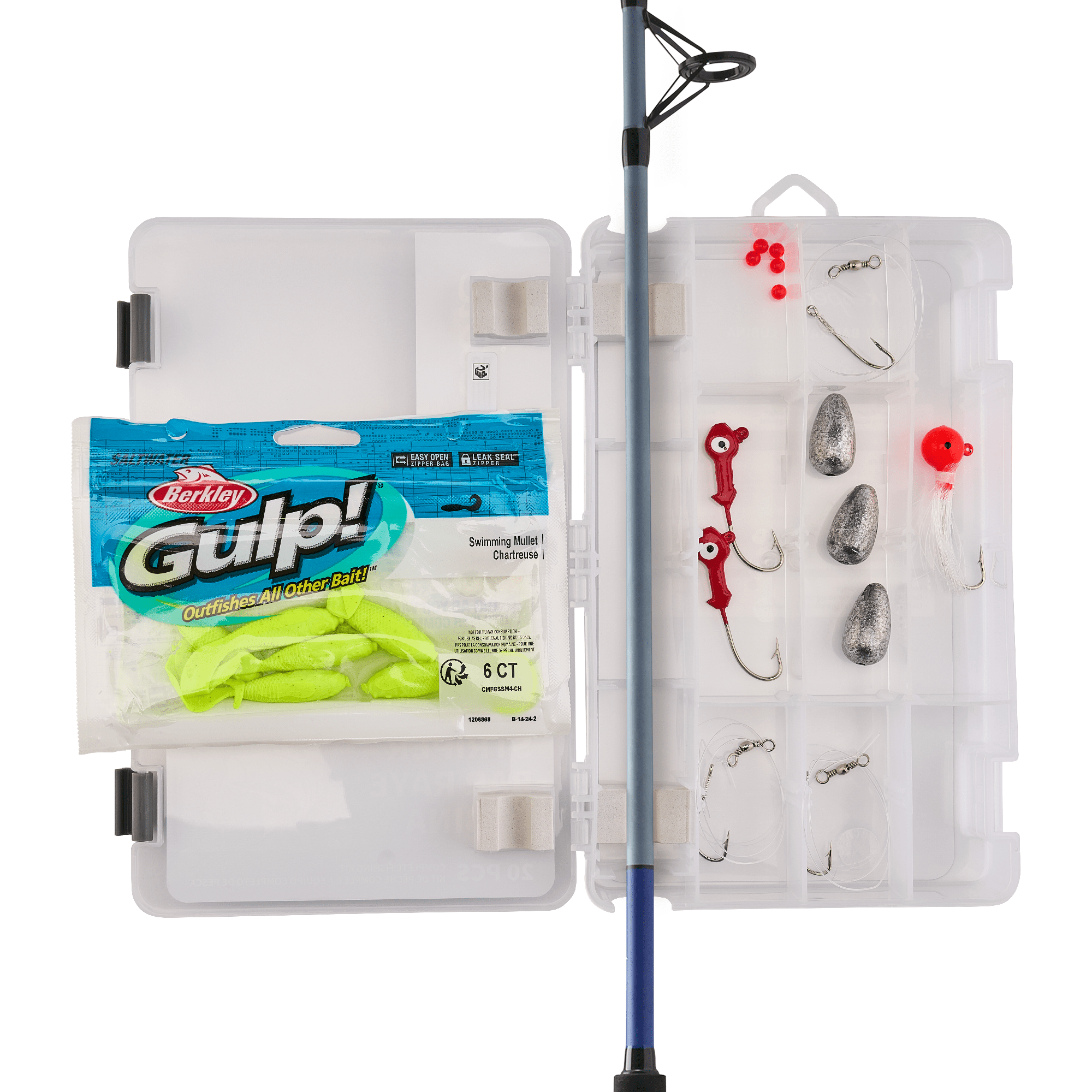 Shakespeare Catch More Fish 3 Spinning Fishing Combo Kit, Striper