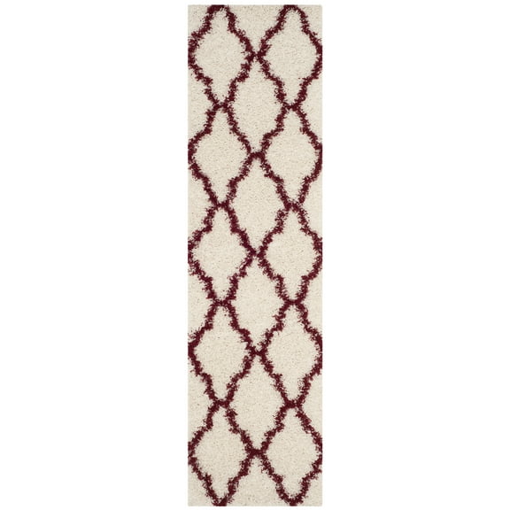 SAFAVIEH Dallas Logan Geometric Shag Runner Rug, Ivory/Red, 2'3" x 10'