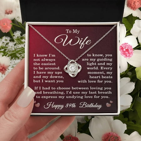 89th Birthday Gifts for Wife Happy 89th Birthday Necklace Jewelry 89 Years Old Birthday Gift Title: 14K White Gold Finish, Box Choice: Standard Box