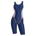 thumbnail image 1 of 2DXuixsh Womens Swimsuits High Cut 1 Piece Swimsuit Control Tummy Bathing Suit Swimsuit Waterproof Fast Drying with Chest Pad Sport Knee Length Racing Conservative Swimsuit Swimwear Blue Size L, 1 of 3