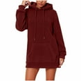 thumbnail image 3 of Horkkom Fleece Hoodie Women Pullover Fuzzy Soft Long Hoodies Casual Loose Sweatshirts with Pocket Drawstring XXL, 3 of 7