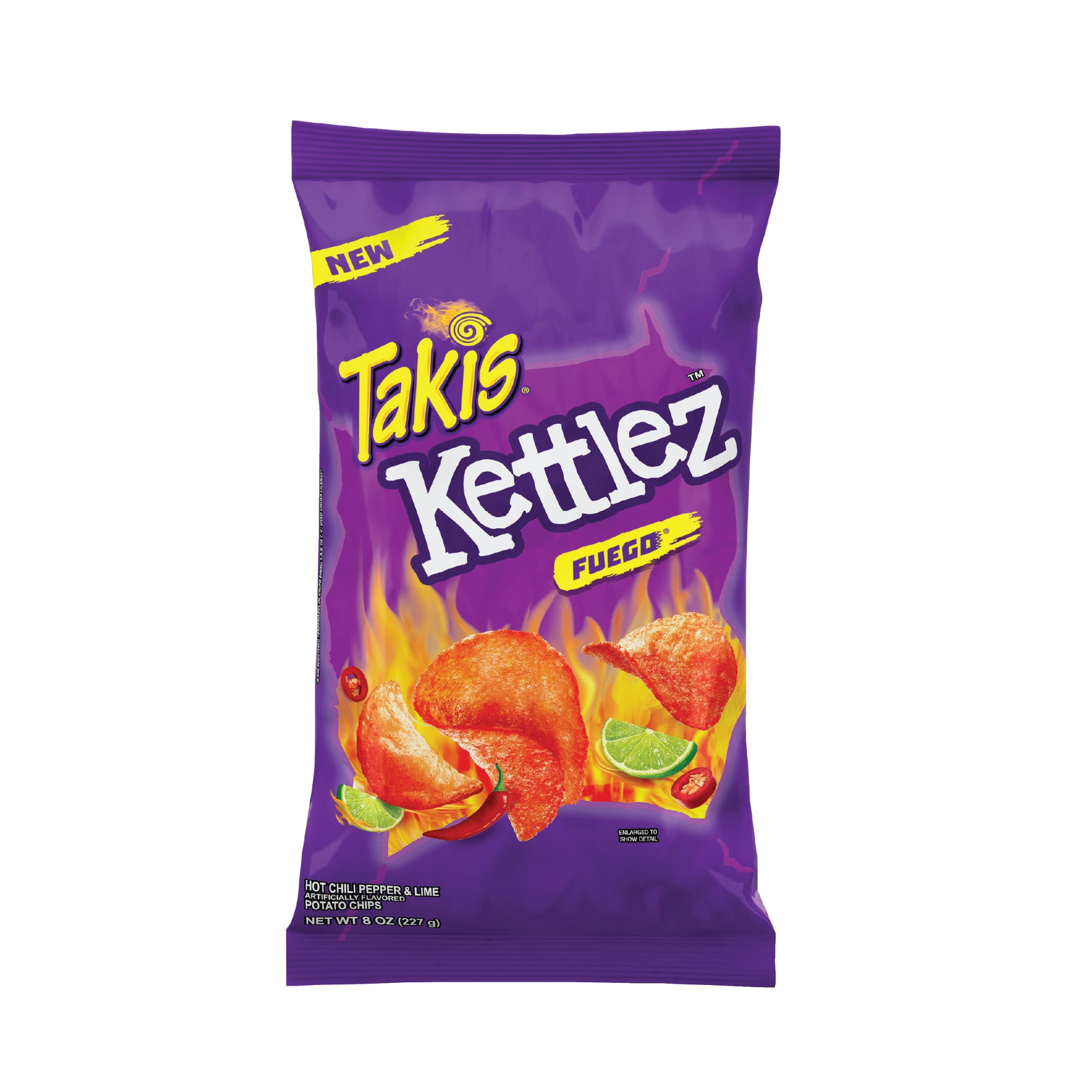 Takis Kettlez Fuego Potato Chips, Hot Chili Pepper and Lime Artificially Flavored Chips, 8 Ounce