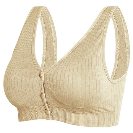 Arnsht Women s Undershirt Type Front Open Buckle Nursing Bra Breastfeeding Adjustable Poly Breastfeeding Underwear Large Cups Beige L