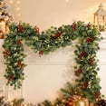 thumbnail image 5 of Ywbawe 6ft Christmas Rattan Pin Needle Artificial Eucalyptus Vine with Red Berries Garland for Party Home Decoration, 1 Pack, 5 of 17