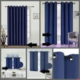 thumbnail image 2 of 2 Pieces navy blue window curtain thermal panels blackout with grommets silky soft texture unlined heavy thick for any room decor K30, 2 of 3