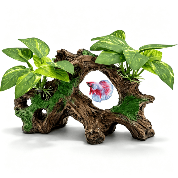 PAGEIA Aquarium Decorations Cave Silk Aquarium Plants Betta Fish Tank Decor Ornament,Soft&Safe Fish Tank Accessories,Goldfish Bowl Decor Artificial Driftwood