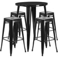 thumbnail image 2 of Flash Furniture Commercial Grade 30" Round Black Metal Indoor-Outdoor Bar Table Set with 4 Square Seat Backless Stools, 2 of 5